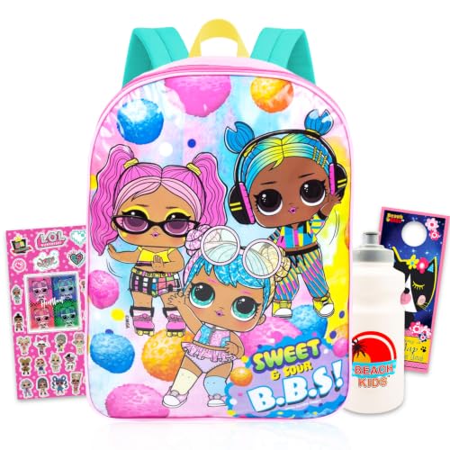 L.O.L. Surprise! Mochila para escola com bolsa de livros de 38 cm para meninas + mais
