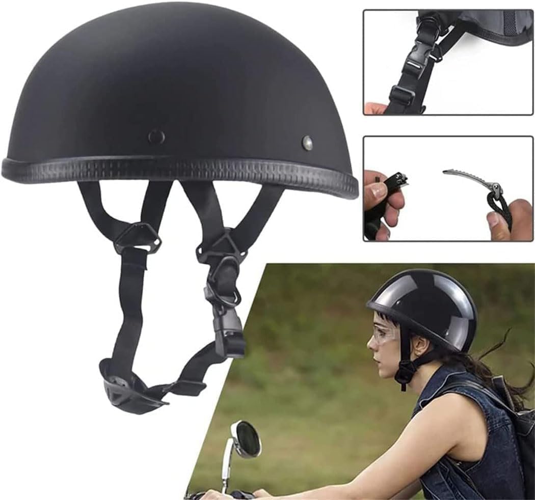 Thin Skull Cap Half Helmet Helmet for Adult Men Women, Novelty German Style DOT Approved Half Shell Motorcycle Helmet, Retro Half Face Beanie Helmet for Cruiser Scooter Chopper Moped