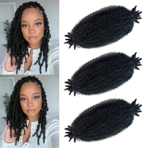 Marley Twist Braiding Hair 10INCH, Pre-Separated Springy Afro Twist Hair Kinky Twist Crochet Hair Braids for Distressed Soft Locs Spring Twist Hair for Women (Natural Black, 10 Inch(Pack of 3))