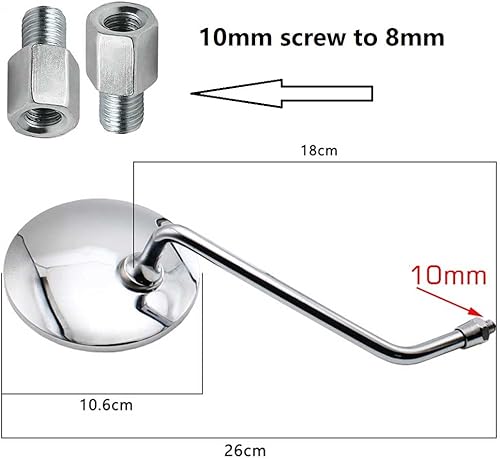 Miniatura 6 de Espejo retrovisor de motocicleta de 4 '' Espejo retrovisor redondo de aleación de aluminio Espejos inversores 8mm10mm para motocicleta Scooter