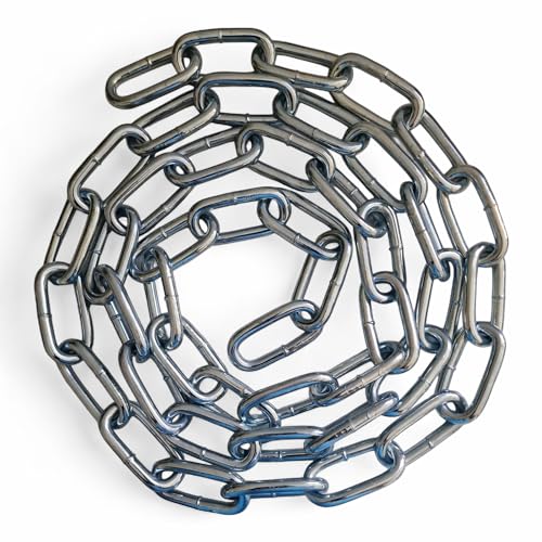 10MM Metal Chain Heavy Duty & Rust Resistant Link Galvanised Thick Polished Stainless Steel for Security Gate Fence Gym Weight Lifting Strong Long Life Welded Links (10MM, 3 Metre)