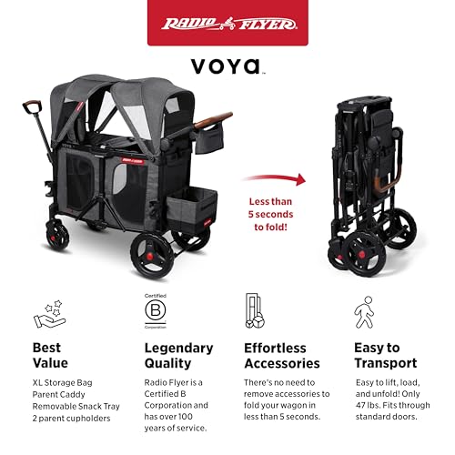 Image of Radio Flyer Voya Stroller Wagon, for Ages 6+ Months, Extra Tall Sides