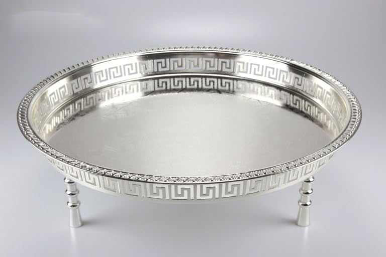 Vassoio orientale da tè, 55 cm x 14 cm, rotondo, argento