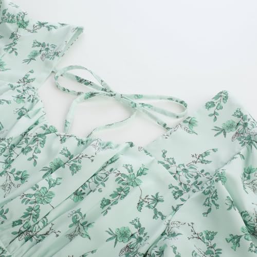 Image of Belle Poque Women's Vintage Square Neck Dress 2026 Summer Short Sleeve Layered Tiered Ruffle A-line Swing Midi Dress