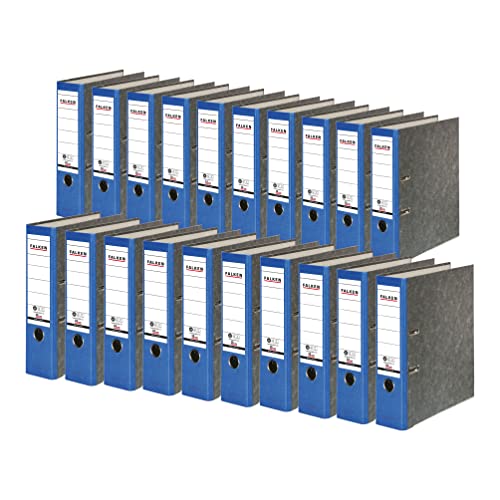 Raccoglitori Ad Anelli Falken - Confezione Da 10, Formato A4, Dorso 8 Cm, Blu Marmorizzato, Materiale Riciclato
