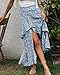 BTFBM Women 2026 Spring Summer Long Skirts Dress Boho Floral Elastic Waist Split Ruffle High Low Beach Maxi Skirt Clothes(Z-Blue, Small)