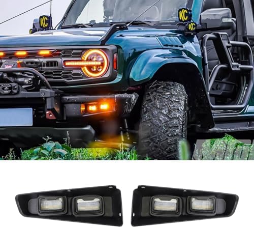LED Fog Lights Kit For Ford Bronco 2021-2024 | White/Amber DRL | For Modular Bumper