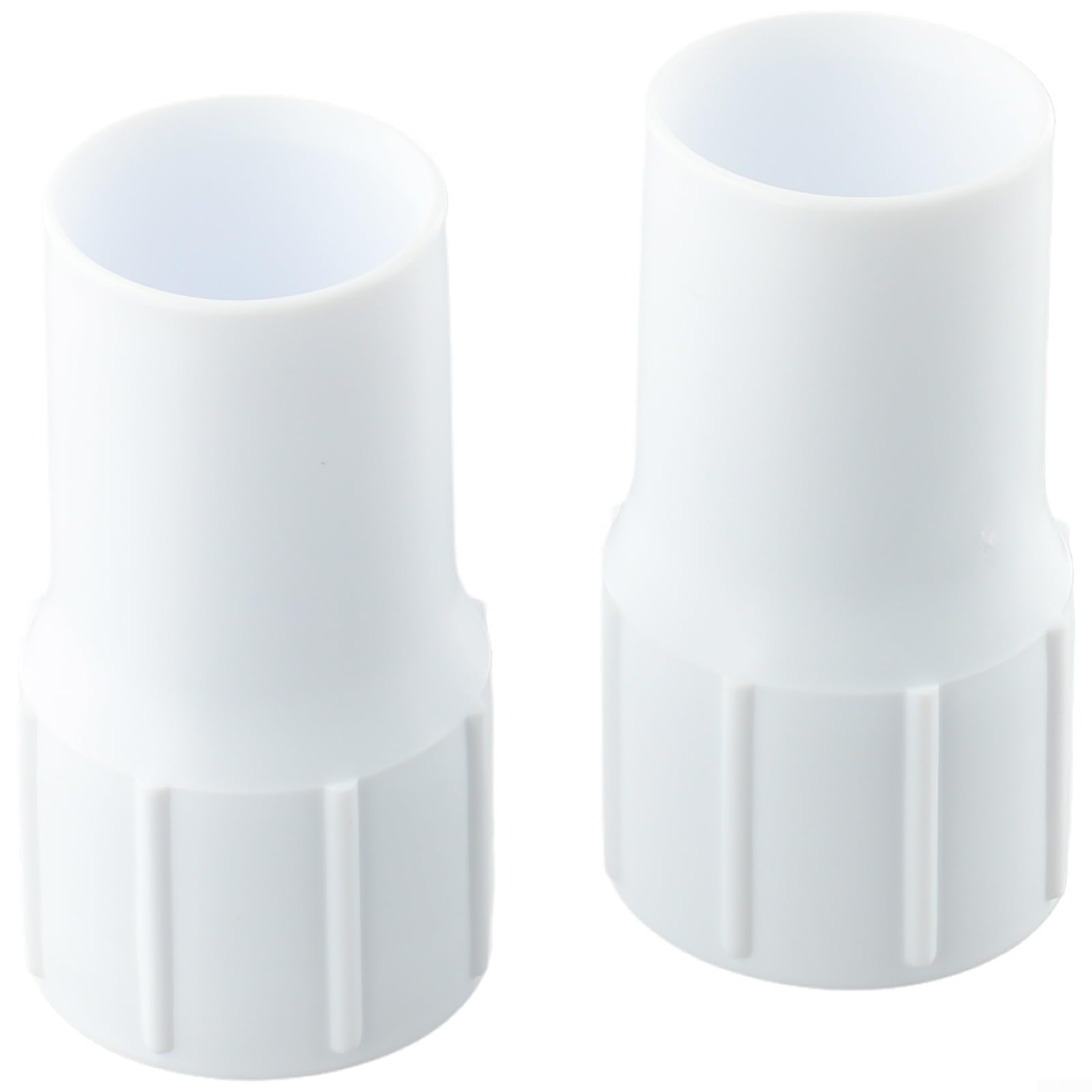 Manguitos de conexión de manguera de piscina para tubo de succión roscado de 38 mm, fácil ajuste de tornillo, par de plástico blanco para conectar a cabezal de vacío o skimmer