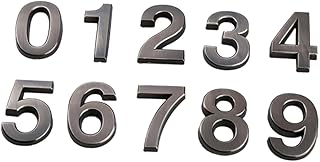 Uonlytech 10pcs Metal Mailbox Number Stickers Metal Signs Doorplate Figure Modern Address Number Adhesive Mailbox Numbers Metal House Shop Sign The Sign Metal Stickers Modern Door Number