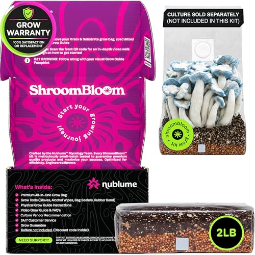 NuBlume Mushroom Grow Kit All-in-One 2LB Grow Bag with Self-Healing Port Fast-Colonizing Universal Substrate for Any Mushroom Multi-Flush High-Yield USA Made (Just Add Your Own Culture)