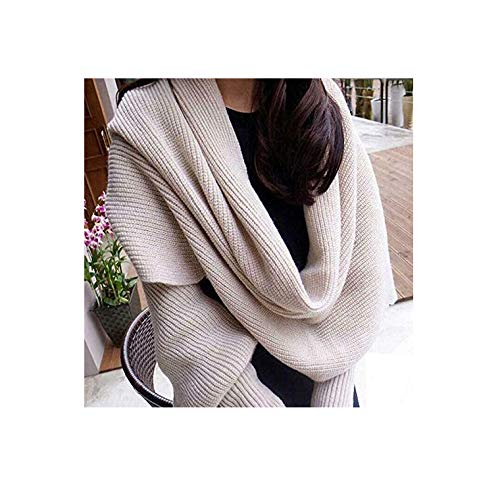 Unique Autumn Winter Knit Scarf with Long Sleeve, Fashion Shawls Scarf Wrap Sweater for Wonmen3