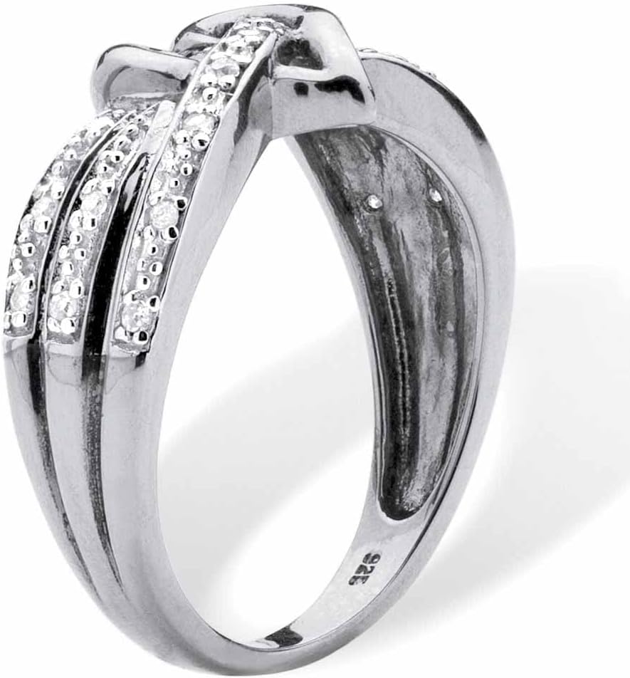 Platinum over Silver Genuine Diamond Heart Ring (1/10 cttw, I Color, I3 Clarity)