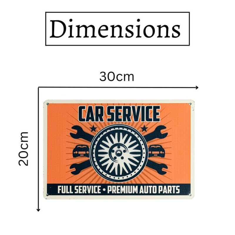 Image of Eazywagon Decorative Retro Metal Signs Wall Plate - 12x8 Inch (Car Service) | Weatherproof Vintage Metal Sign Plate for Cafe, Home, Bar, Garage | Decorative Wall Hanging Sign Board