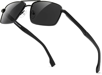 SUNGAIT Classic Rectangle Sunglasses Men Adjustable Anti-slip Temple Polarized UV400 Protection for Driving Fishing Golf