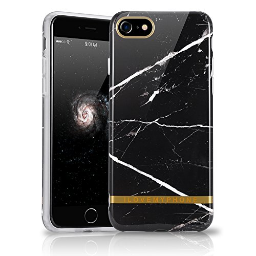 Coque silicone iPhone 7 noir marbre housse souple TPU protection antichoc 4,7 pouces