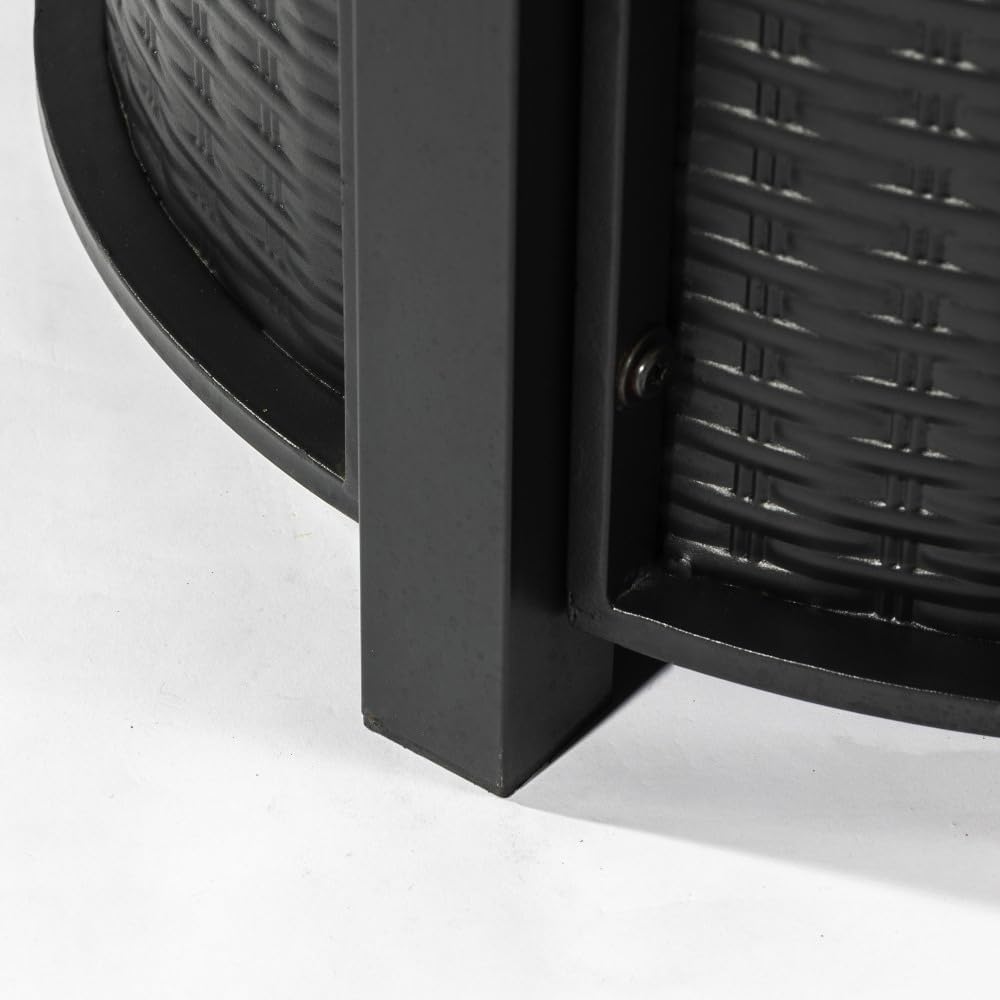 30 Inch Round Propane Fire Pit Table with Lava Rocks, Outdoor Firepit for Patio Deck Garden - Black (Black + Steel-2)