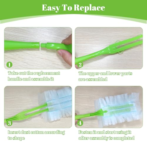 Confezione Da 3 Manici Di Ricambio Per Spolverino, Compatibili Con Ricariche Swiffer Duster, Manici Estensibili E Rimovibili Per Spazi Ristretti (Verde) - 4