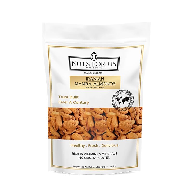 Nuts For Us Iranian Mamra Almonds 250g | High-Fiber & Nutrient-Rich | Boost Immunity | Natural Mamra Badam Giri | Pure & Bold Size (B0CX98427N) Amazon Price History, Amazon Price Tracker