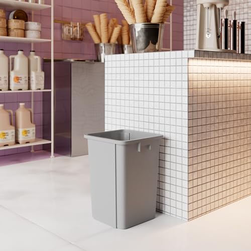 Image of 19 Gallon Gray Square Commercial Trash Garbage Can | Outdoor Office Restaurant School Kitchen