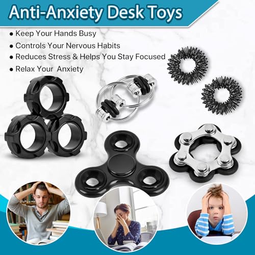 Fidget Toys Adults Pack 6PC, Christmas Stocking Stuffers for Teen Boy Fidgets for Classroom Cool Gadget Desk Toys for Teens Figette Spinner Figits Ring ADHD Autism Must Have Stress Anxiety Relief Toy - Image 5