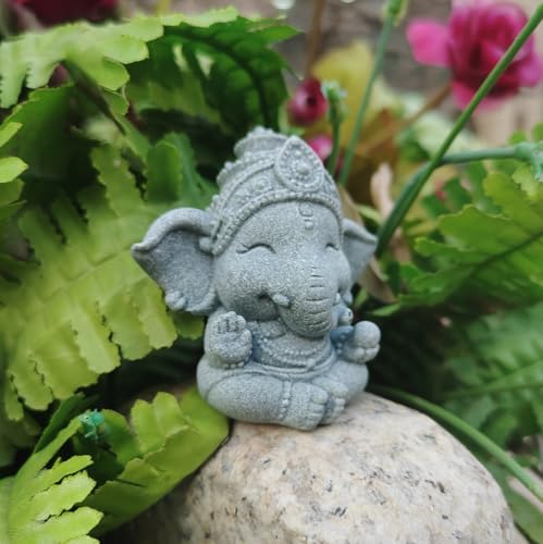Estatua pequeña de elefante de arenisca para decoración miniatura 3