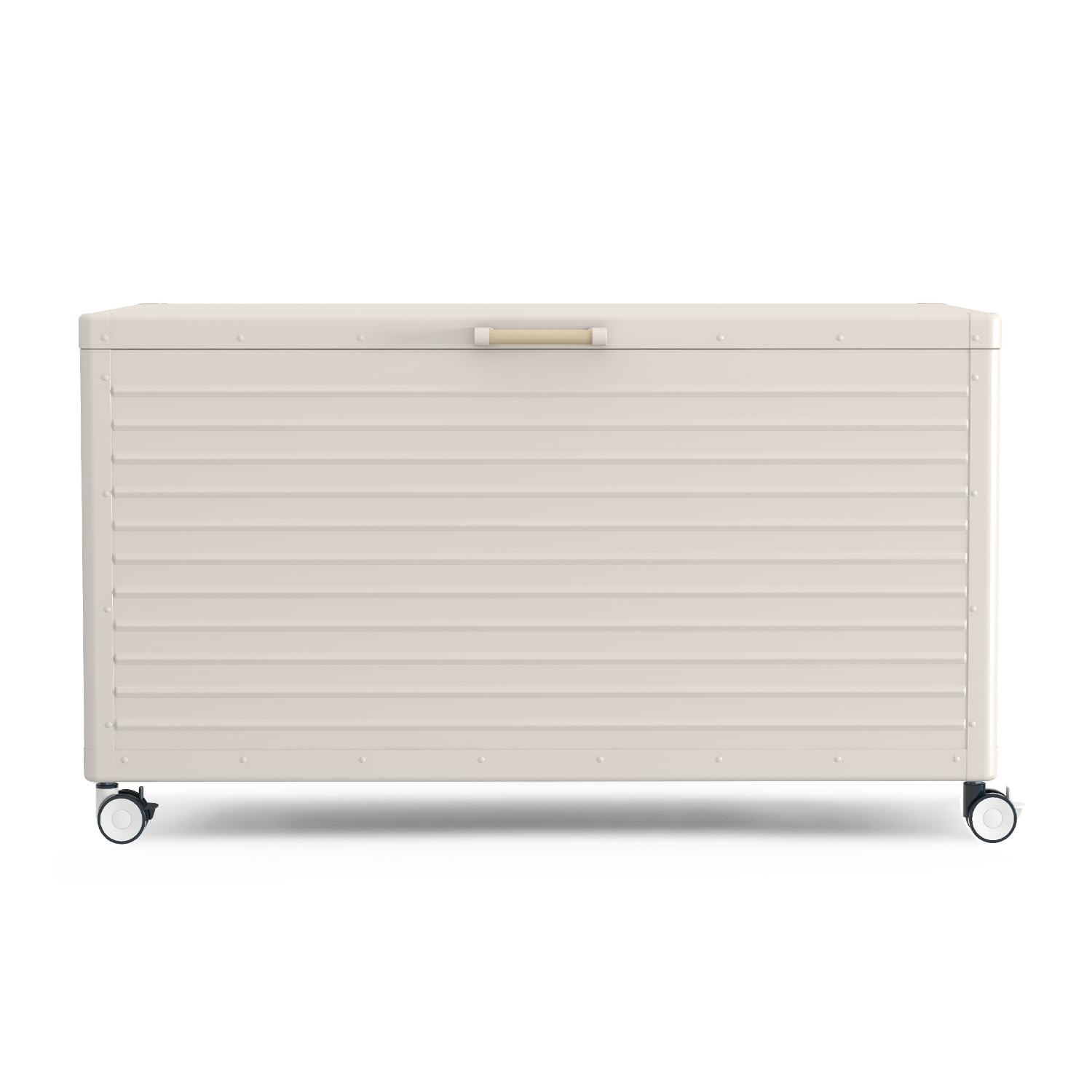 MIRADOR 134 Gallon Large Outdoor Deck Box with Wheels, Storage Box with Lid for Patio Furniture, Garden Tools, Outdoor Cushion, Latte