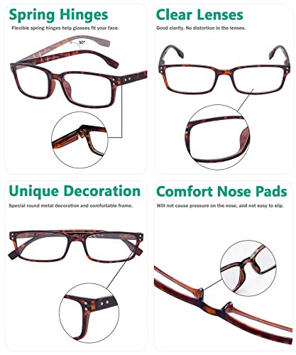 Image of Eyekepper Reading Glasses Women - 4 Pack Comfort Readers Men（Tortoise）