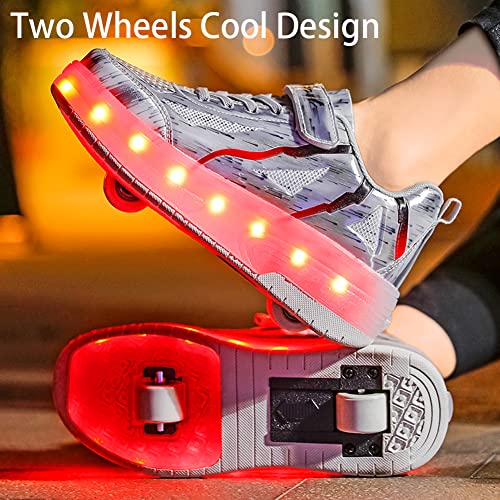 AIkuass Kids Roller Shoes Shiny Led Light Up Sneakers USB Rechargeable Shoes with Wheels Roller Skates for Girls Boys Christmas Thanksgiving Birthday Best Gifts4