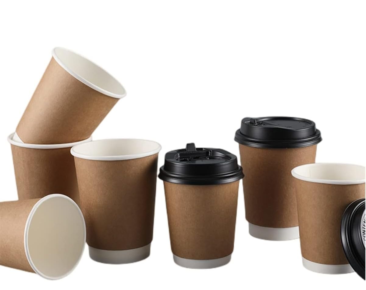 使い捨てコーヒー容器　二重構造 Amazon | 紙コップ 使い捨て コーヒー カップ ペーパーコップ 蓋つき