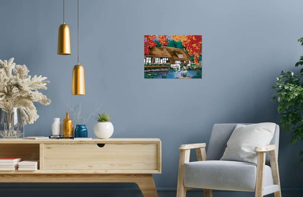 Ravensburger CreArt 23546 - Molino en maceta azul - Pintura por números para adultos, kit de pintura con pinceles y pinturas acrílicas, regalo para mujeres y hombres, pintura para adultos