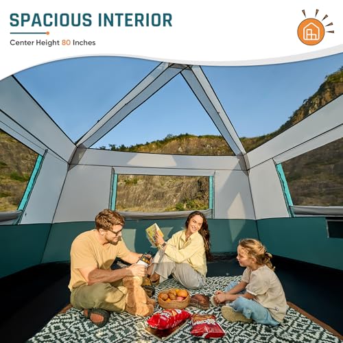 Image of 8 Person Instant Cabin Tent, Easy 60 Second Setup Family Tents for Camping, Pop up Camping Tent, Large Waterproof Tents for Outdoor Camping, Spacious Interior, Upgraded Ventilation