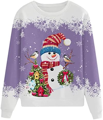 Pull De Noël Pour Femme à Manches 3/4 - Imprimé Bonhomme De Neige - Col Rond - Décontracté - Ample - Vacances, #1 Rouge., XXL