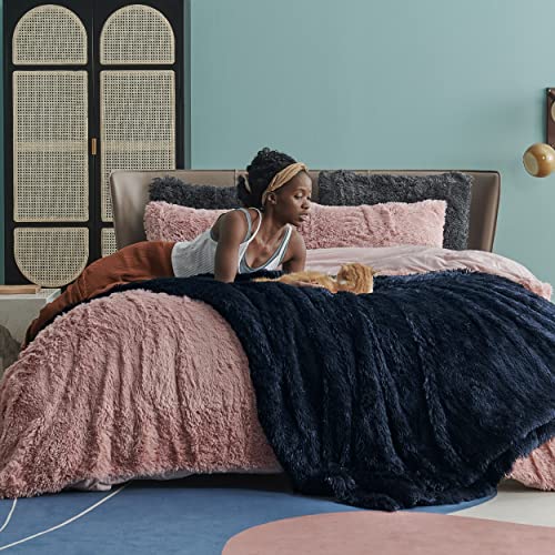 Bedsure Faux Fur Twin Blanket Navy Blue – Fuzzy, Fluffy, And Shaggy Faux Fur, Soft And Thick Sherpa, Cozy Warm Decorative Gift, Twin Size Blankets For Couch, Sofa, Bed, 60X80 Inches, 640 Gsm #TOP2