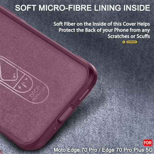 Image of TheGiftKart Liquid Silicon Back Cover Case for Motorola Moto Edge 70 Pro / 70 Pro Plus 5G | Shockproof Military Grade Protection | Micro-Fibre Cloth On Inner Side | Anti-Slip Grip Cover (TPU, Maroon)