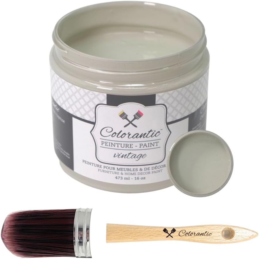 Colorantic-Bundle Soft Brwon Chalk Paint (Ranch,16 Oz) and Oval Purple Chalk Paint Brush
