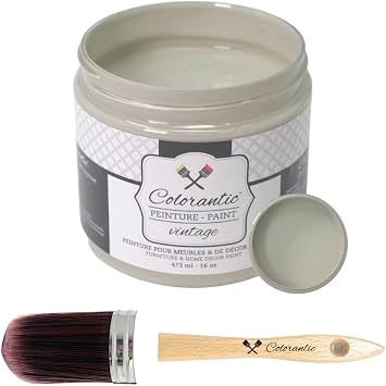 Colorantic-Bundle Soft Brwon Chalk Paint Ranch,16 Oz and Oval Purple Chalk Paint Brush