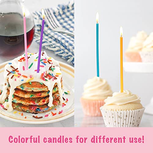 40 Count Assorted Colors Birthday Candles For Cake, Tall Thin Birthday Cake Candles Set, Rainbow Candles For Cupcake, Cake Decorations For Graduation Wedding Birthday Party Supplies #TOP1