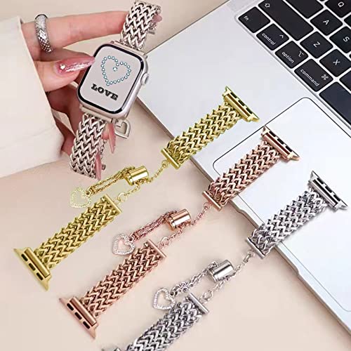 Kagerbends Women Starlight 38/40/41Mm Smartwatch Bands Compatible With Apple Watch Band Girl Stainless Steel Braided Lovely Chain Dressy Wristbands For Iwatch Series Se 8 7 6 5 4 3 2 1 Gift For Women #TOP7