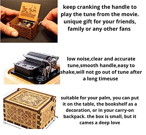 Image of Zesta God Father Wooden Musical Box Gift | Vintage Music Crank Mini Collectible for Girlfriend, Boyfriend, Husband, Wife | Unique Musical Gifts for Music Lovers | Classic Wooden Box