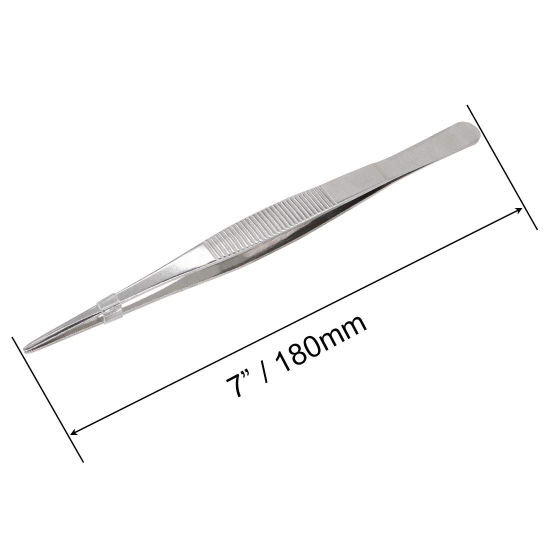 VictorsHome 7 Inch Stainless Steel Tweezers with Straight Serrated Tip Multipurpose Forceps for Industrial Use 2pcs - Image 2
