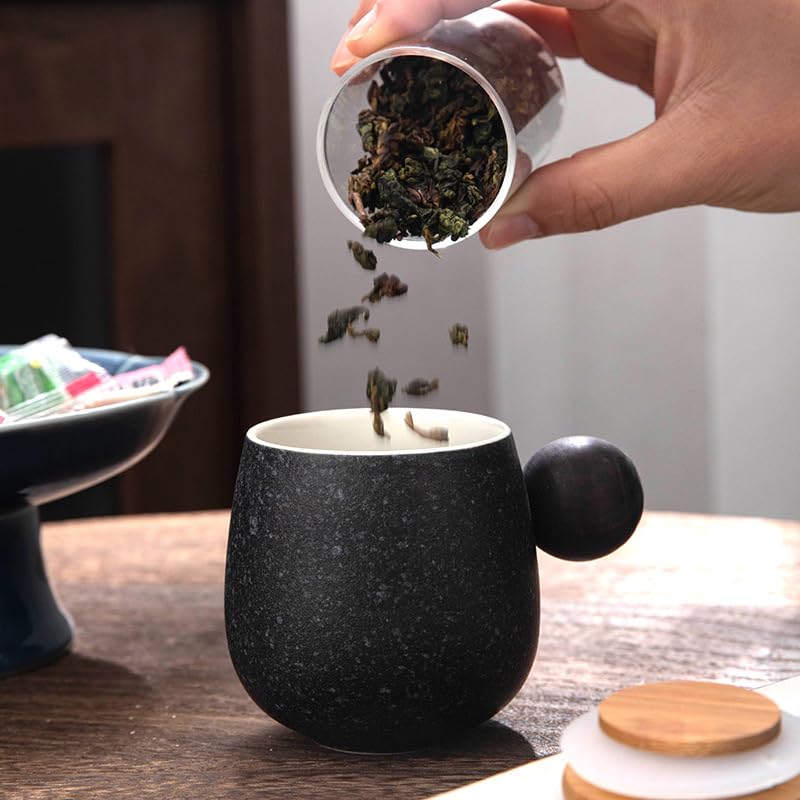 VACUUMRT Large Capacity Ceramic Coffee Mug with Handle, Flower Design