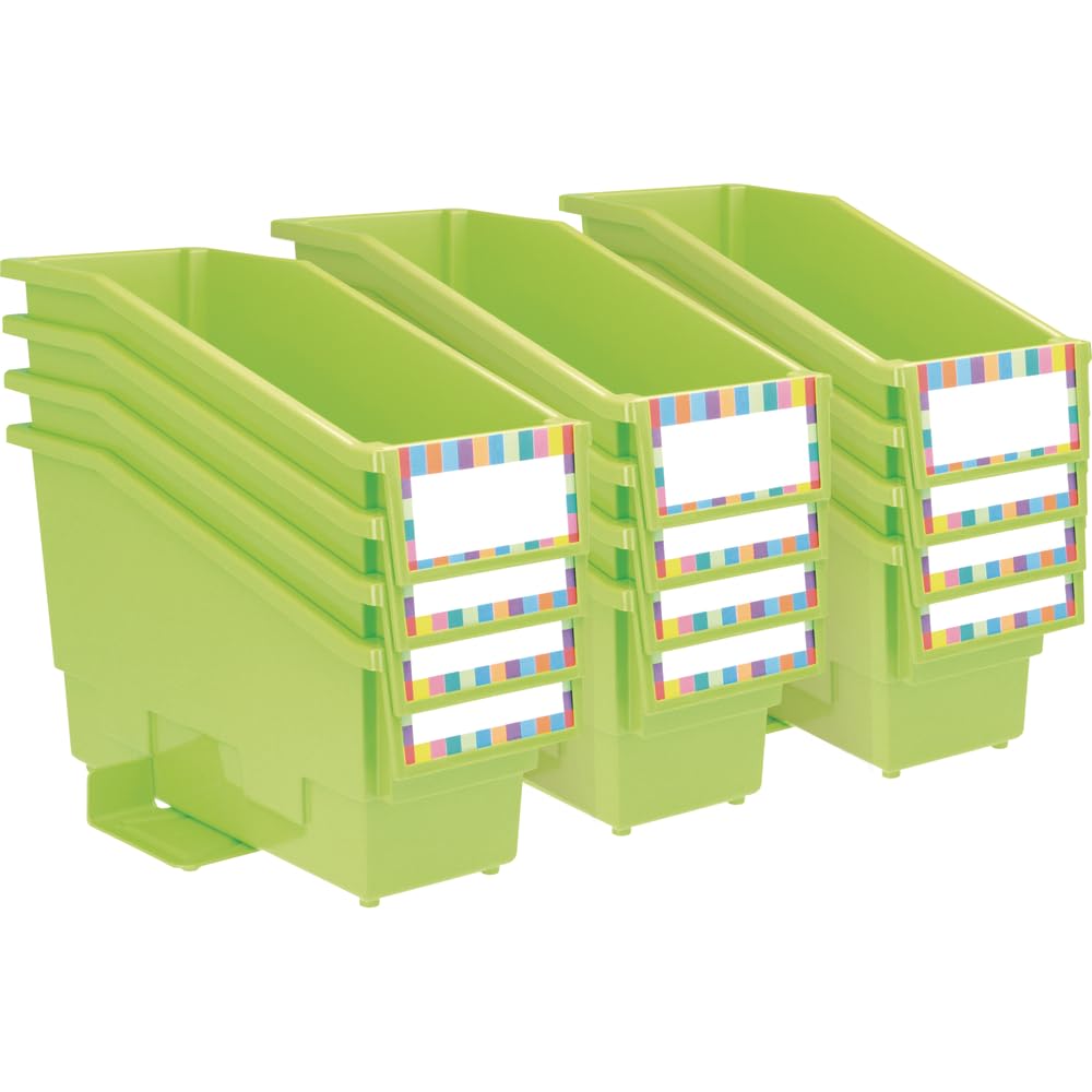 Really Good Stuff Non-Tip Book and Binder Holders, 5½” by 13½” by 7¾” (Set of 12) – 21 Colors Available - Magazine, Folder Bins with Stabilizer Wings,