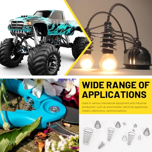 Mardatt 123 Stück 10 Größen Edelstahl konische Feder Kompression Federn Set, Turm Kegelfedern konische Kegelkompression kleine Feder Kegeldruck Rückkehrfeder für Home Reparatur