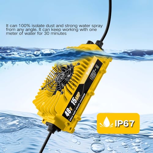 Bipeoo 48 Volt Golf Cart Battery Charger,15Amp 900W Club Car Battery Charger For 48 Volt Golf Carts,Ezgo Txt,Yamaha,Club Car-Triangular Plug thumb #2