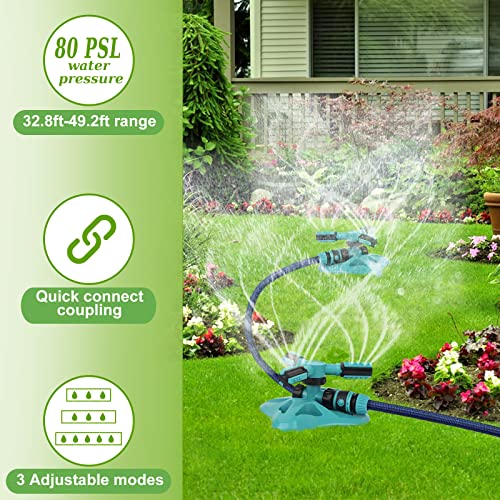 Wovuu Lawn Sprinkler,Upgrade Garden Sprinkler Automatic 360 Degree Rotating Irrigation Grass Water Sprinkler System, Garden Hose Sprinkler For Yard/Built In 36 Units Angle Spray Nozzles-1Pack(Blue) #TOP4