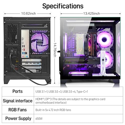 Image of LXZ Gaming PC Desktop AMD Ryzen 7 8700F | AMD Radeon RX 7650 GRE 8GB | 32GB DDR5 RAM | 1TB SSD | High-End Tower Computer(Black)