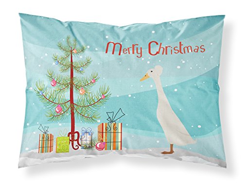 Caroline's Treasures BB9226PILLOWCASE Bali Duck Christmas Fabric Standard Pillowcase, Teal Lightweight Super Soft Easy Care Decorative Artwork Pillowcase, Standard