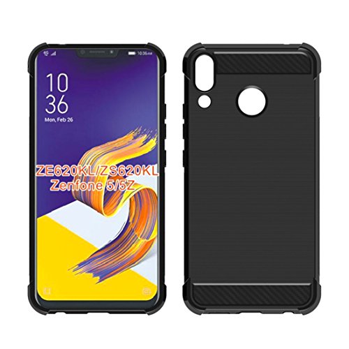 Mustaner Asus Zenfone 5z ZS620KLCase, Shock-Absorption Flexible TPU Rubber Soft Silicone Full-Body Protective Cover for ASUS 5 ZE620KL6.2 Inch (Black)