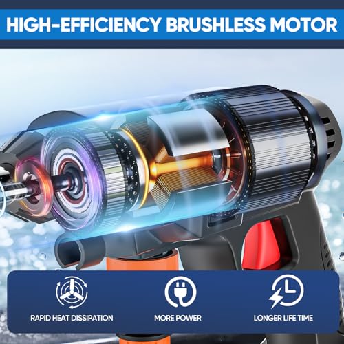 21V 38Bar High Pressure Cordless Pressure Washer, 5L/Min Portable Pressure Washer With Battery, 5M Hose 6-In-1 Adjustable Nozzle, Pressure Cleaner For Car Floor Garden Cleaning Watering (2 Batteries) - 3