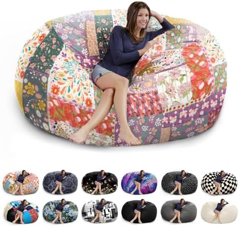 6FT Giant Bean Bag Chair Cover - Soft Fluffy Dutch Velvet Bean Ba...